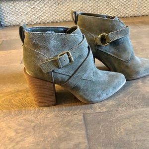 Green Suede Booties Never Worn